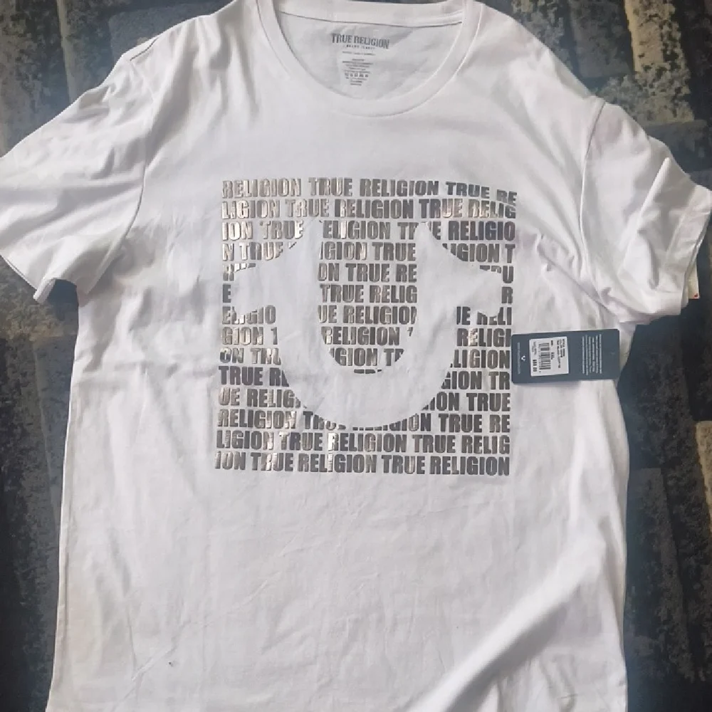 True Religion White Tee with Gold Accents